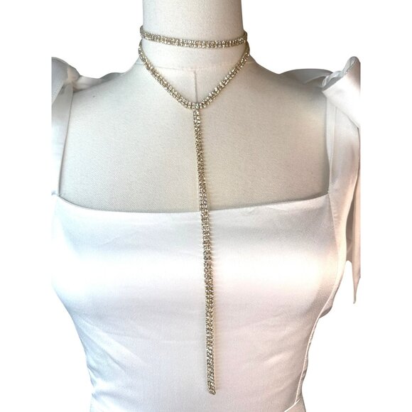 Show Me Your Mumu White Midi Dress With Bow Tie Straps & Smocked Back NWOT - Picture 7 of 16